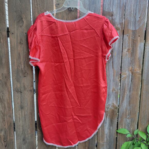 Vintage Lily of France Red Lace Trim Sleepwear Top - Picture 6 of 6